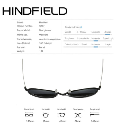 Mens Polarized Sunglasses Aluminum Magnesium Oval Retro