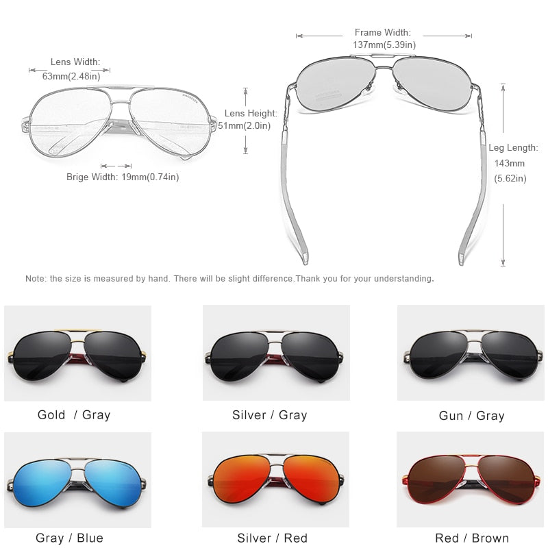 Men Vintage Aluminum Polarized Sunglasses Classic Sun glasses
