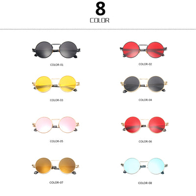Men Women Metal Frame Round Sunglasses