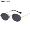 Vintage Oval Small Metal Frame Steampunk Sunglasses