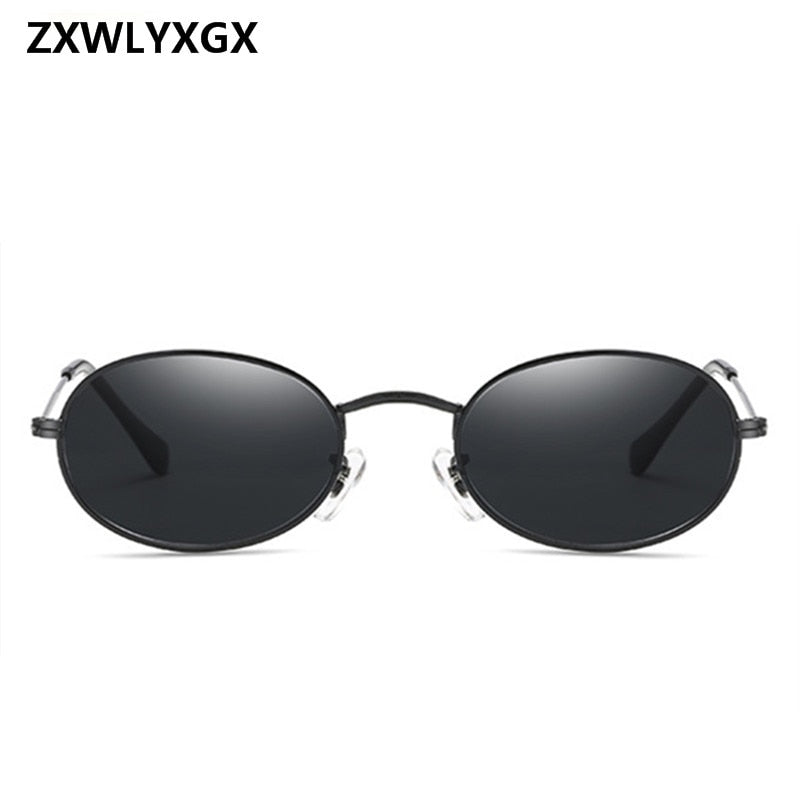Vintage Oval Small Metal Frame Steampunk Sunglasses