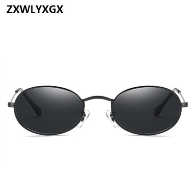 Vintage Oval Small Metal Frame Steampunk Sunglasses