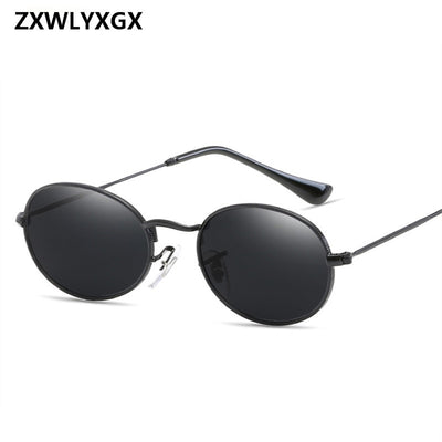 Vintage Oval Small Metal Frame Steampunk Sunglasses