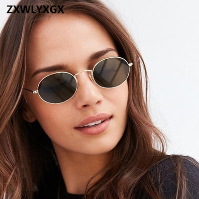 Vintage Oval Small Metal Frame Steampunk Sunglasses