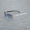 Natural Wood Sunglasses Men Black White Buffalo Horn
