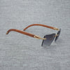 Natural Wood Sunglasses Men Black White Buffalo Horn