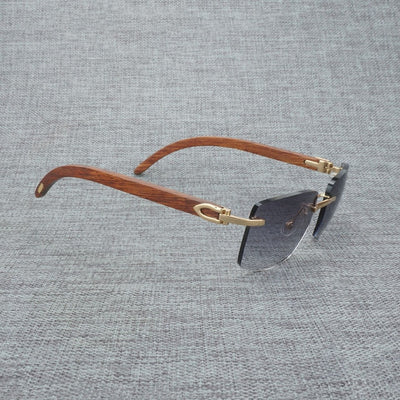 Natural Wood Sunglasses Men Black White Buffalo Horn