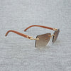 Natural Wood Sunglasses Men Black White Buffalo Horn