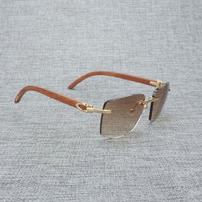 Natural Wood Sunglasses Men Black White Buffalo Horn