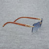 Natural Wood Sunglasses Men Black White Buffalo Horn