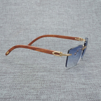 Natural Wood Sunglasses Men Black White Buffalo Horn