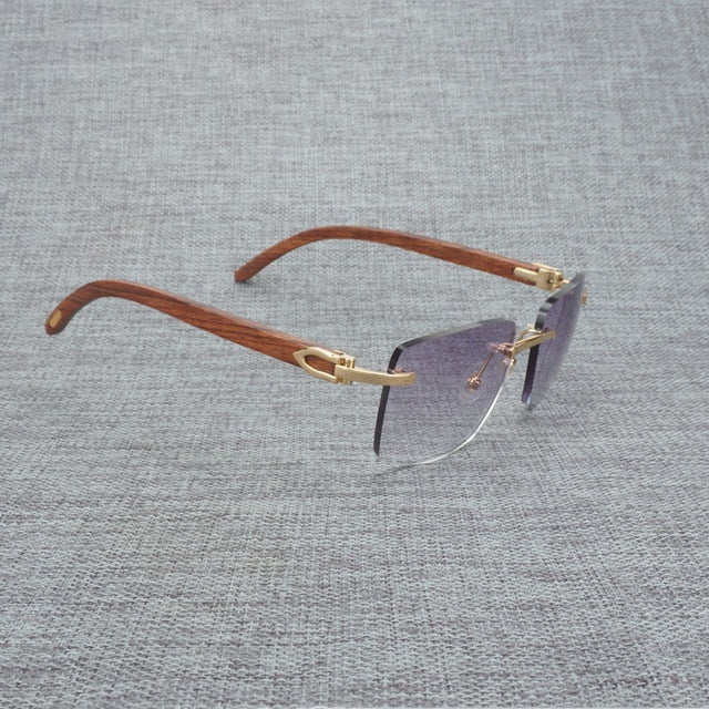 Natural Wood Sunglasses Men Black White Buffalo Horn
