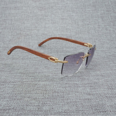 Natural Wood Sunglasses Men Black White Buffalo Horn