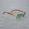 Natural Wood Sunglasses Men Black White Buffalo Horn