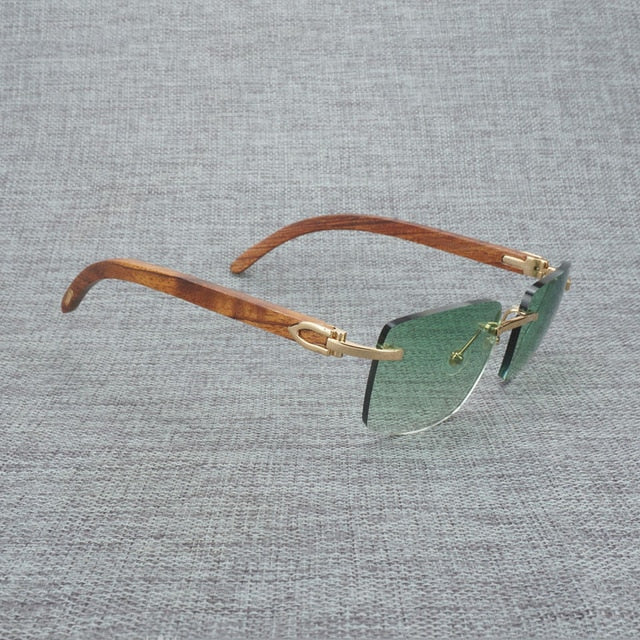 Natural Wood Sunglasses Men Black White Buffalo Horn