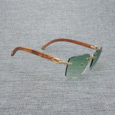 Natural Wood Sunglasses Men Black White Buffalo Horn