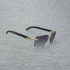 Natural Wood Sunglasses Men Black White Buffalo Horn