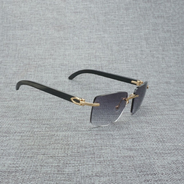 Natural Wood Sunglasses Men Black White Buffalo Horn