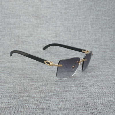 Natural Wood Sunglasses Men Black White Buffalo Horn