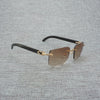 Natural Wood Sunglasses Men Black White Buffalo Horn