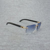 Natural Wood Sunglasses Men Black White Buffalo Horn