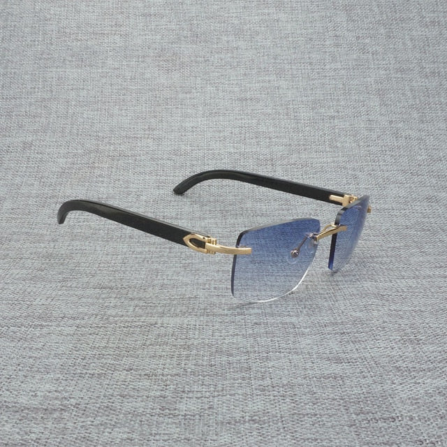 Natural Wood Sunglasses Men Black White Buffalo Horn