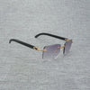 Natural Wood Sunglasses Men Black White Buffalo Horn