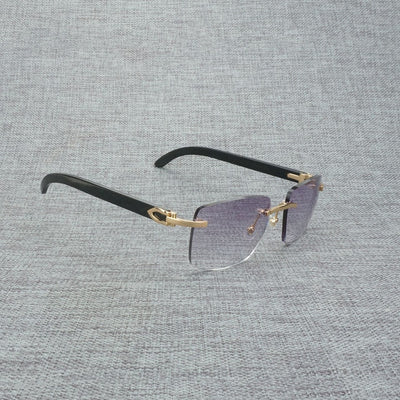 Natural Wood Sunglasses Men Black White Buffalo Horn