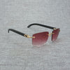 Natural Wood Sunglasses Men Black White Buffalo Horn