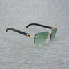 Natural Wood Sunglasses Men Black White Buffalo Horn