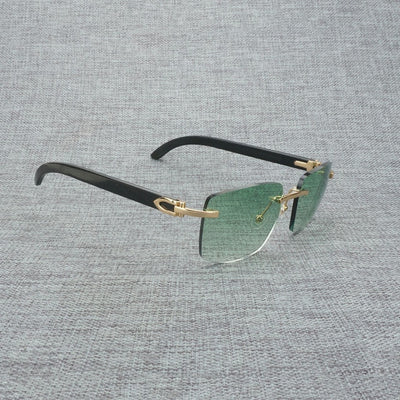 Natural Wood Sunglasses Men Black White Buffalo Horn
