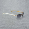 Natural Wood Sunglasses Men Black White Buffalo Horn