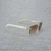 Natural Wood Sunglasses Men Black White Buffalo Horn