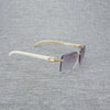 Natural Wood Sunglasses Men Black White Buffalo Horn