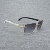 Natural Wood Sunglasses Men Black White Buffalo Horn