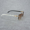 Natural Wood Sunglasses Men Black White Buffalo Horn