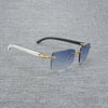 Natural Wood Sunglasses Men Black White Buffalo Horn