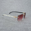 Natural Wood Sunglasses Men Black White Buffalo Horn