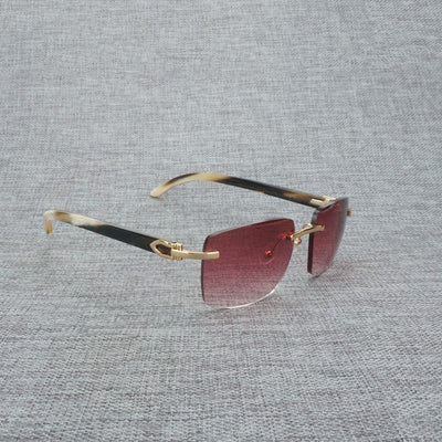 Natural Wood Sunglasses Men Black White Buffalo Horn