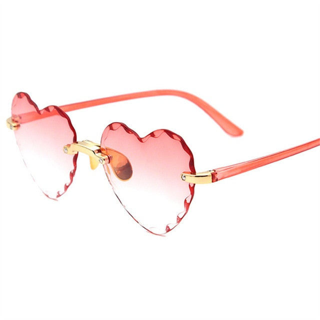 Women Rimless Sunglasses Fashion Heart-shaped Sun Glasses