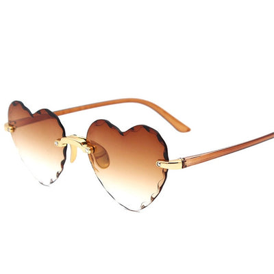 Women Rimless Sunglasses Fashion Heart-shaped Sun Glasses