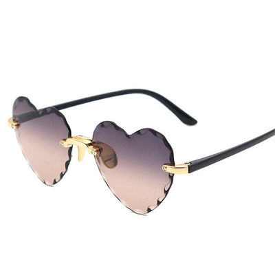 Women Rimless Sunglasses Fashion Heart-shaped Sun Glasses