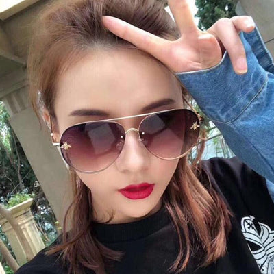 Luxury Brand Designer Female Rimless Sunglasses Aviation