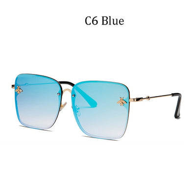 Luxury Brand Designer Female Rimless Sunglasses Aviation