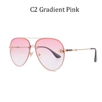 Luxury Brand Designer Female Rimless Sunglasses Aviation