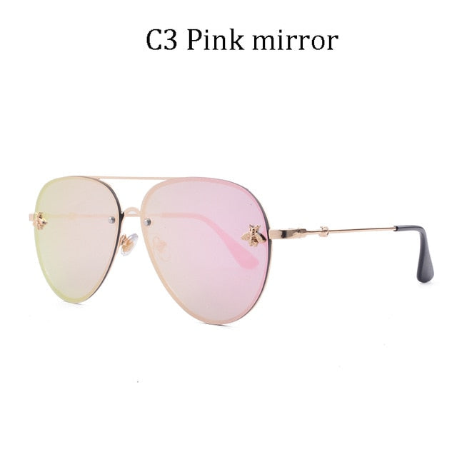 Luxury Brand Designer Female Rimless Sunglasses Aviation
