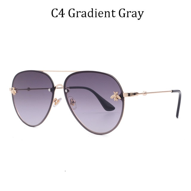 Luxury Brand Designer Female Rimless Sunglasses Aviation