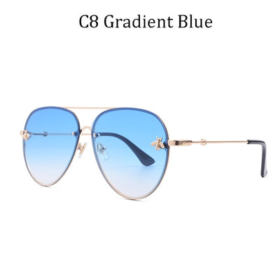 Luxury Brand Designer Female Rimless Sunglasses Aviation