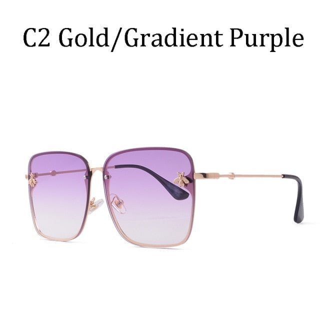 Luxury Brand Designer Female Rimless Sunglasses Aviation