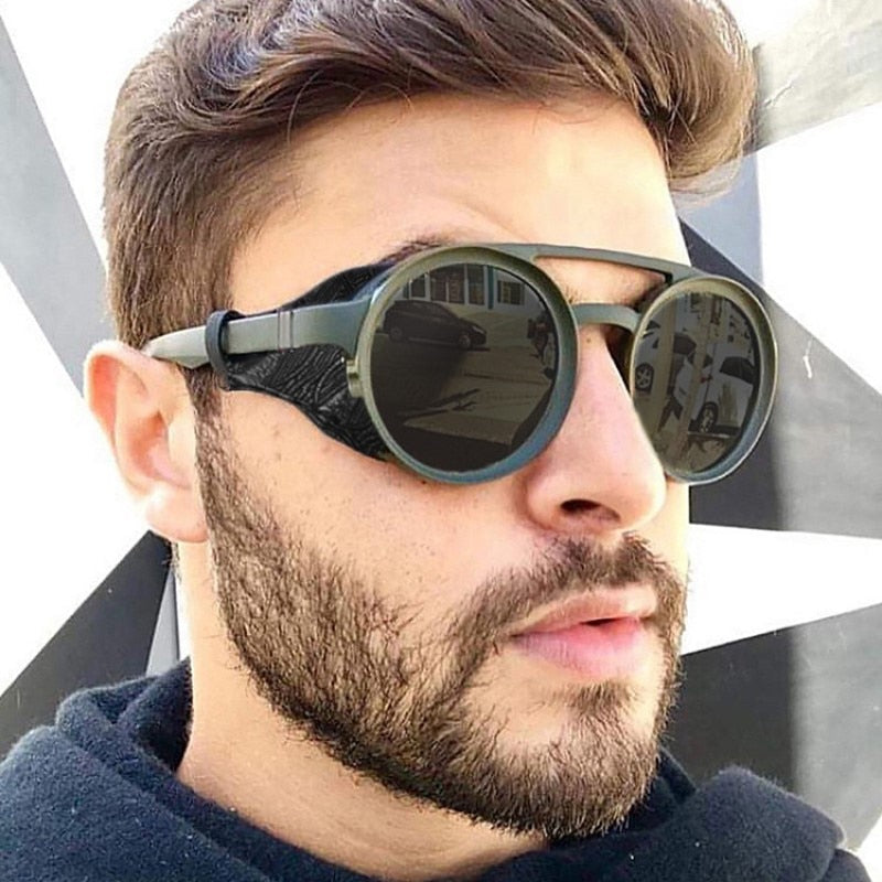 Steampunk Sunglasses Men Classic Brand Designer  Vintage